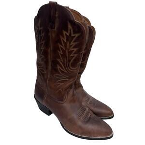 Ariat Mens Brown Leather Western Cowboy Boots US 11C Pull On Rubber Soles